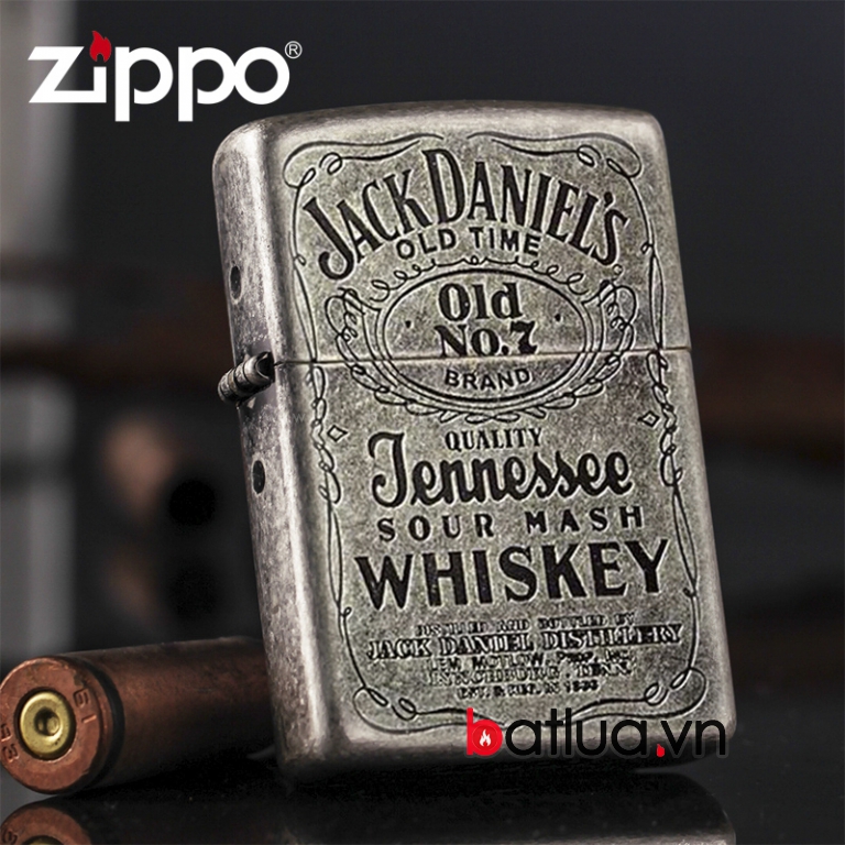 Bật lửa Zippo phiên bản Antique Bạc Dòng Jack Daniels 81