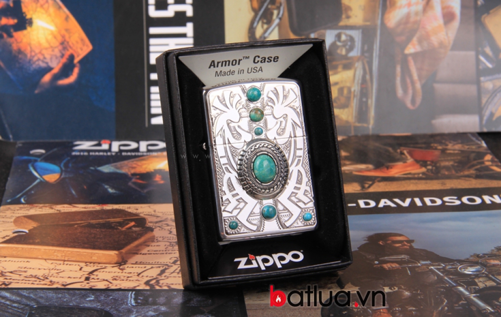 Bật lửa Zippo phiên bản đính ngọc khắc văn hóa Maya