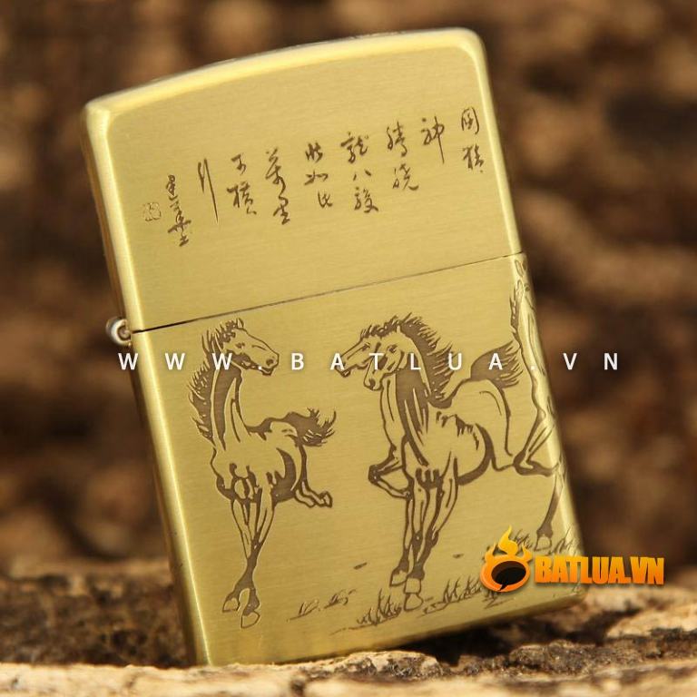 Bật lửa Zippo chính hãng chất liệu đồng hình song mã