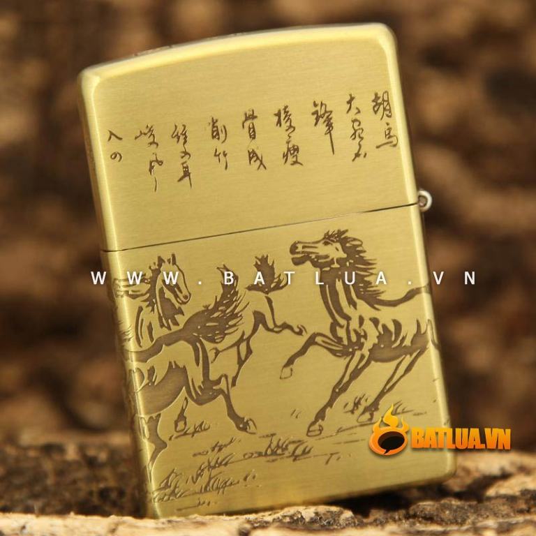 Bật lửa Zippo chính hãng chất liệu đồng hình song mã