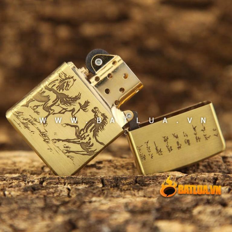 Bật lửa Zippo chính hãng chất liệu đồng hình song mã