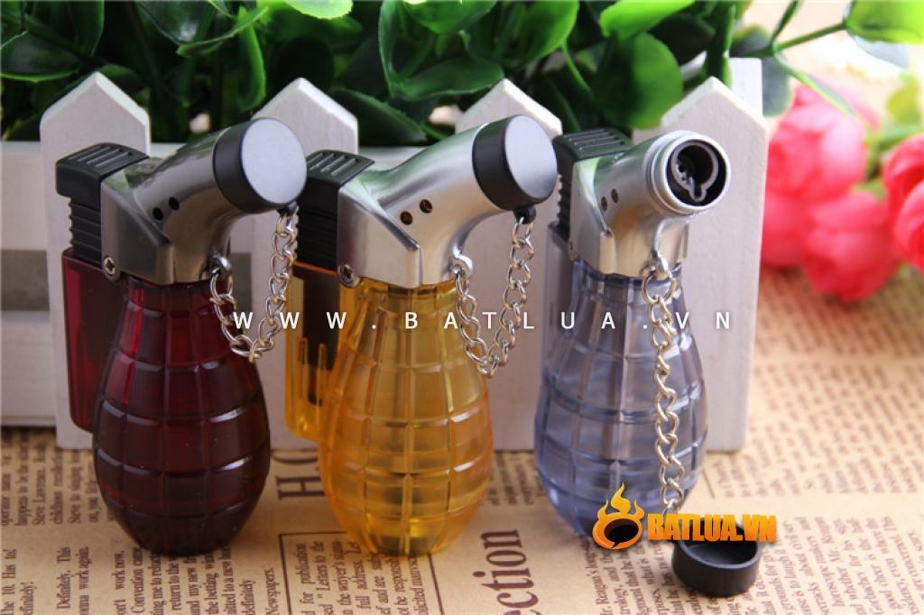Bật lửa khò súng kiểu dáng trái lựu đạn nhiều màu sắc