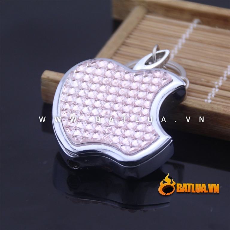 Bật lửa móc treo chìa khóa hình quả táo căn dở đính đá