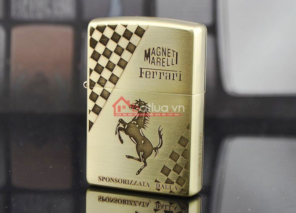 Bật lửa Zippo chính hãng đồng nhẹ khắc Ferrari