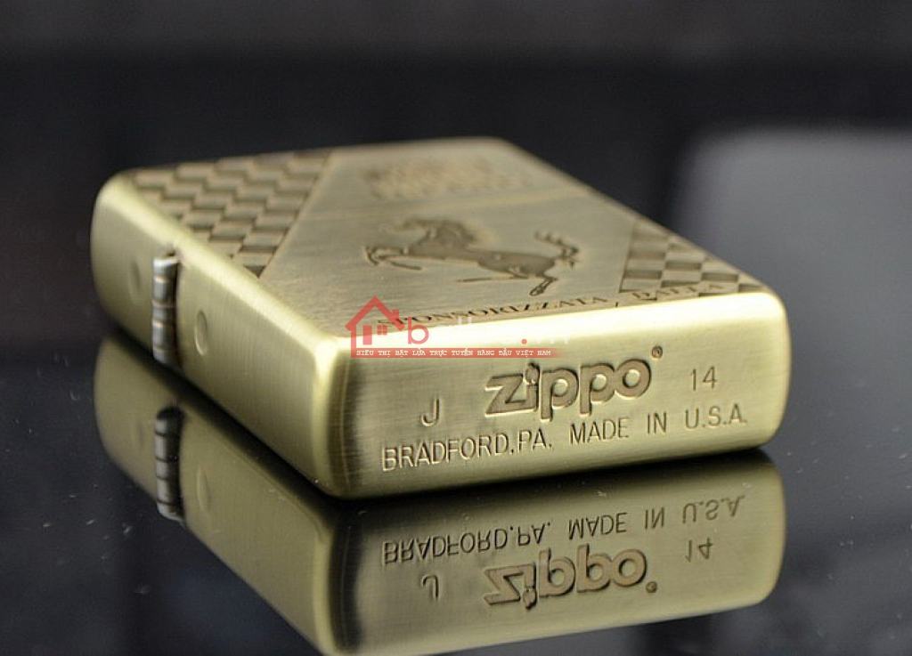 Bật lửa Zippo chính hãng đồng nhẹ khắc Ferrari
