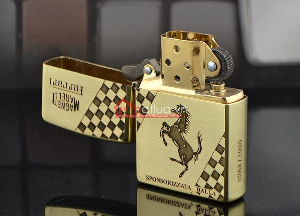 Bật lửa Zippo chính hãng đồng nhẹ khắc Ferrari