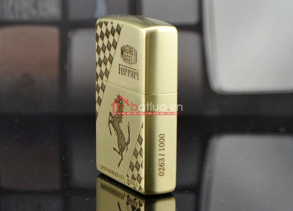 Bật lửa Zippo chính hãng đồng nhẹ khắc Ferrari