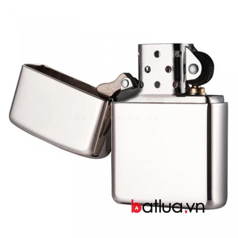 Bật lửa zippo chính hãng bạc nguyên khối  USA bạc bóng