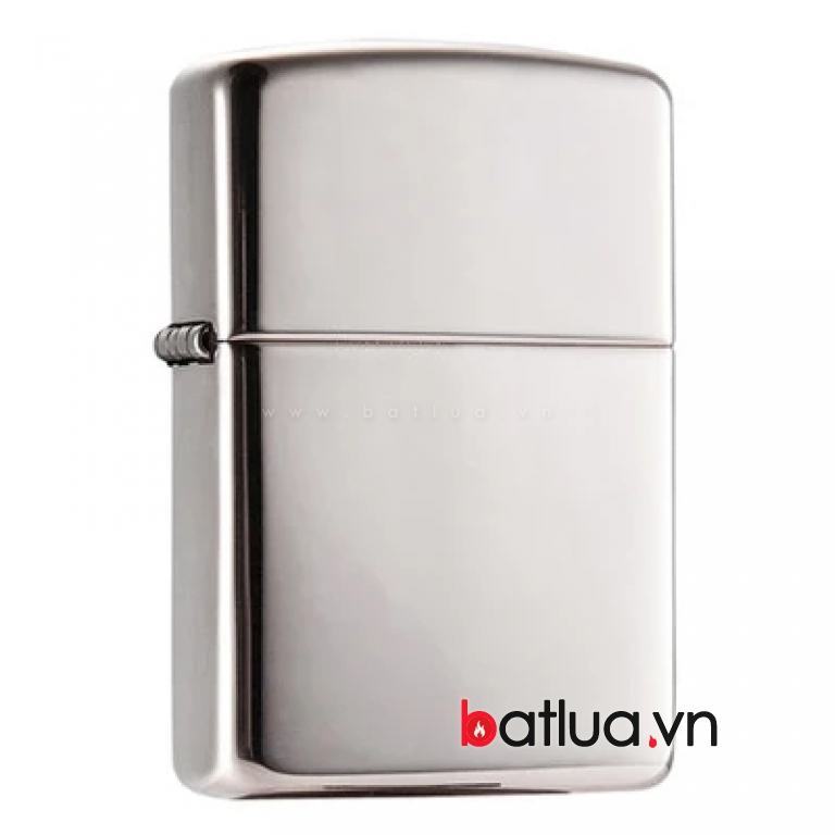 Bật lửa zippo chính hãng bạc nguyên khối  USA bạc bóng