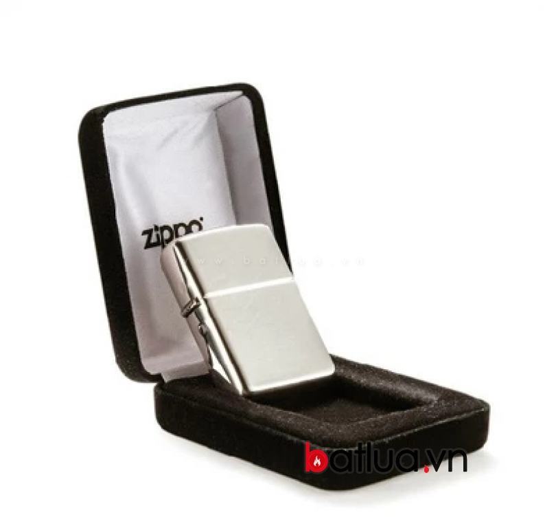 Bật lửa zippo chính hãng bạc nguyên khối  USA bạc bóng