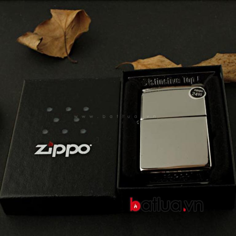 Bật lửa zippo chính hãng bạc trơn khắc chữ ZIPPO