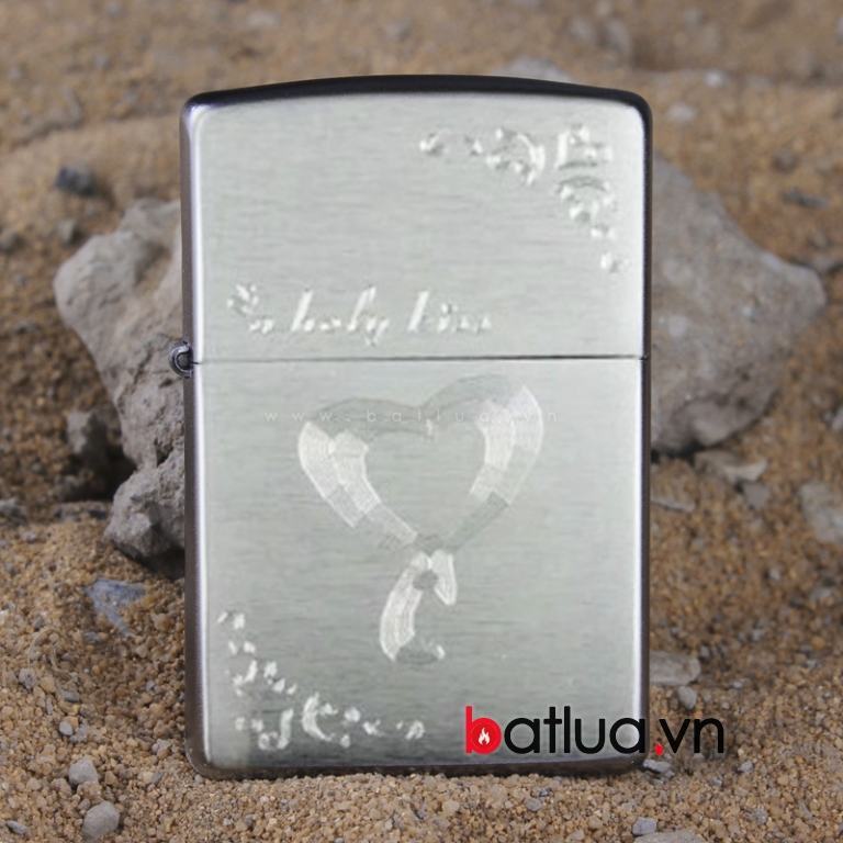 Bật lửa Zippo chính hãng bạc khắc trái tim I LOVE YOU