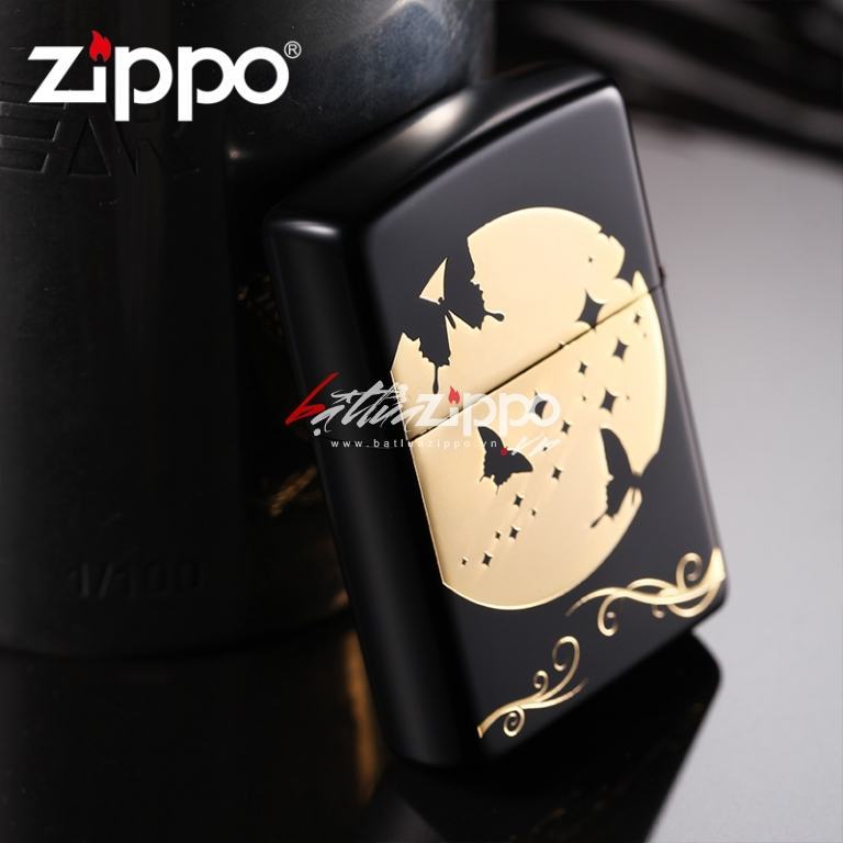 Bật lửa Zippo chính hãng nguyên khối hình bướm đêm