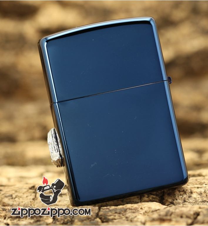 Bật lửa Zippo xanh trạm khắc ngựa bạc