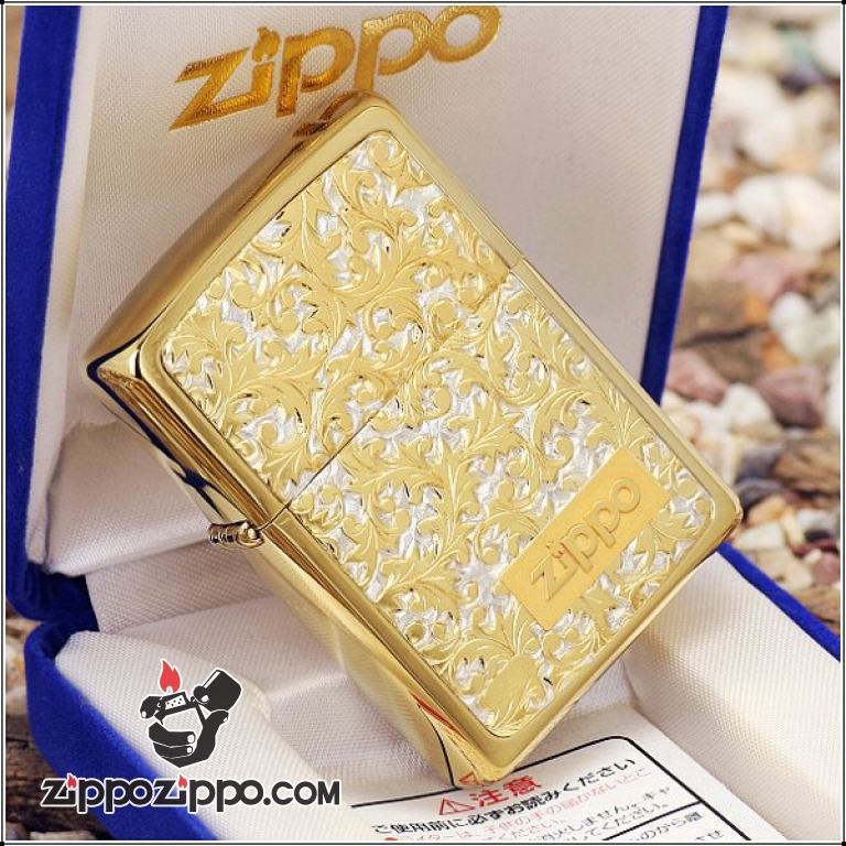 Bật lửa Zippo Đồng trạm khắc hoa văn nổi K-8