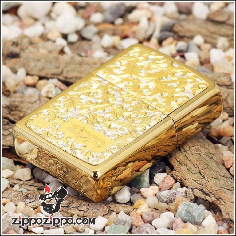 Bật lửa Zippo Đồng trạm khắc hoa văn nổi K-8