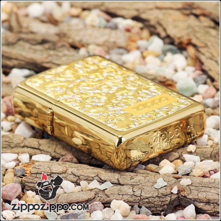 Bật lửa Zippo Đồng trạm khắc hoa văn nổi K-8