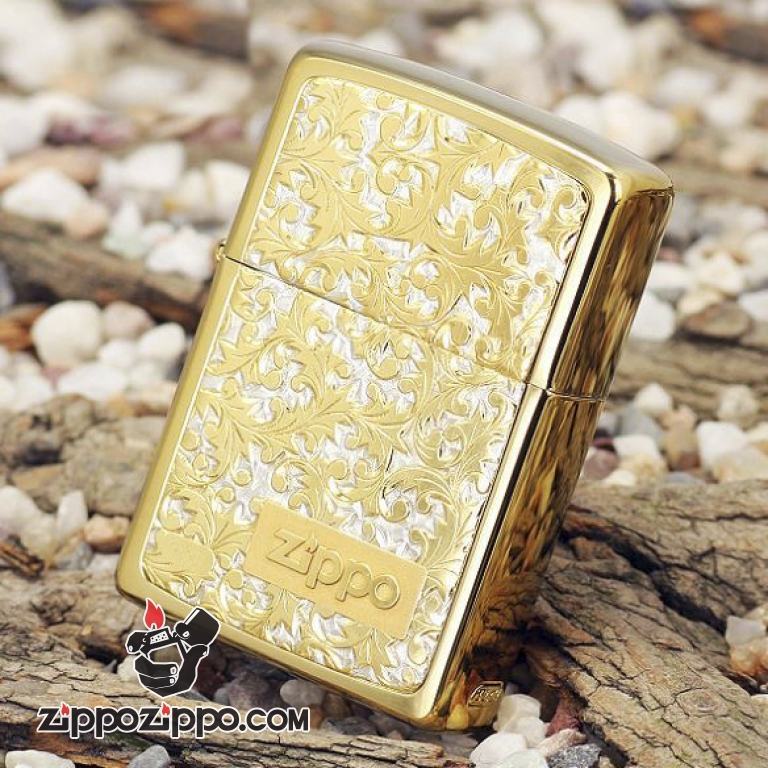 Bật lửa Zippo Đồng trạm khắc hoa văn nổi K-8