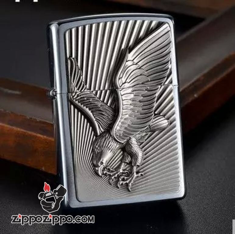 Bật lửa Zippo khắc nổi hình chim ưng bạc