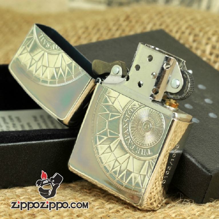 Bật lửa Zippo đồng khắc hình la bàn Ver 1