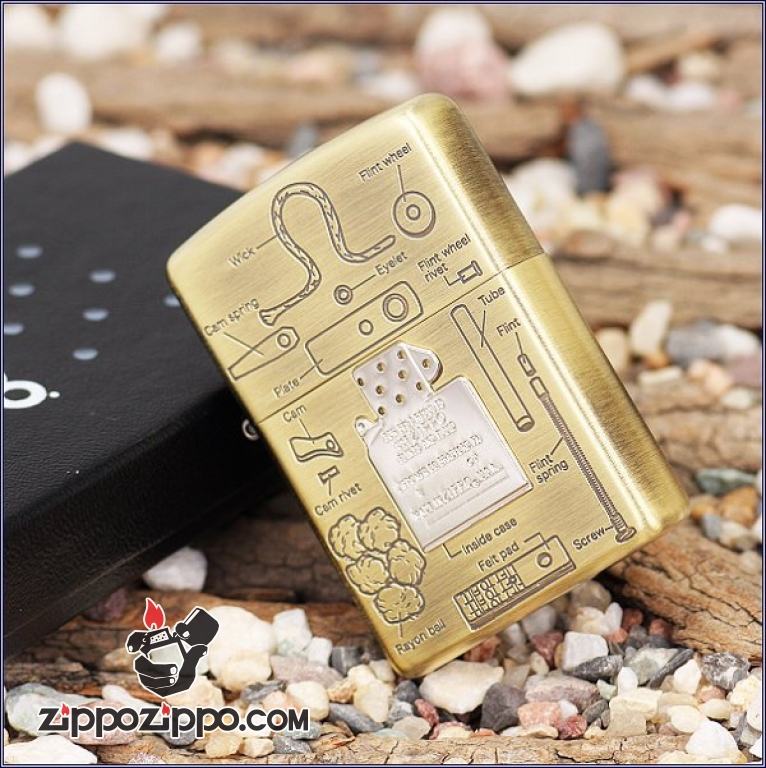 Bật lửa ZIppo Đồng khắc mô hình Zippo