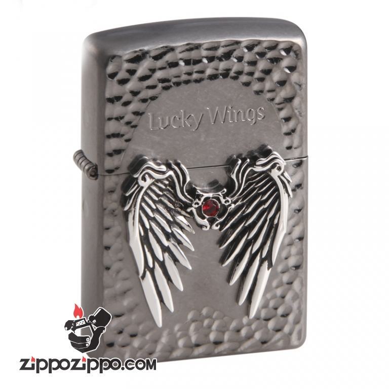 Bật lửa Zippo Đen bạc khắc Lucky Wins