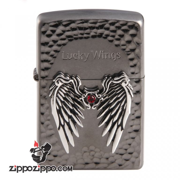 Bật lửa Zippo Đen bạc khắc Lucky Wins