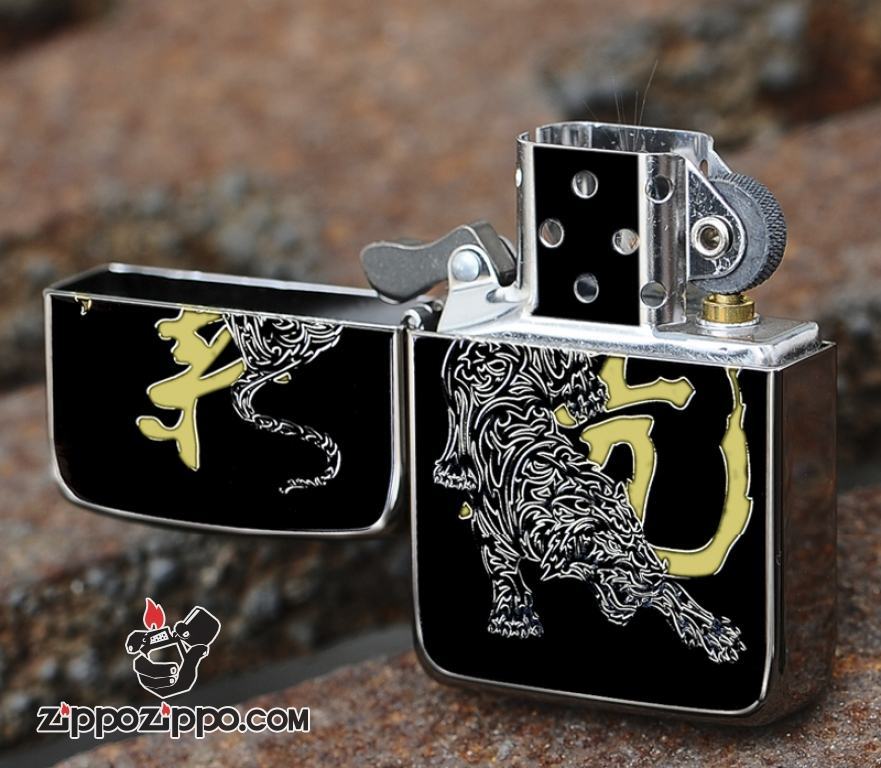 Bật lửa Zippo Đen khắc hổ Ice Amur