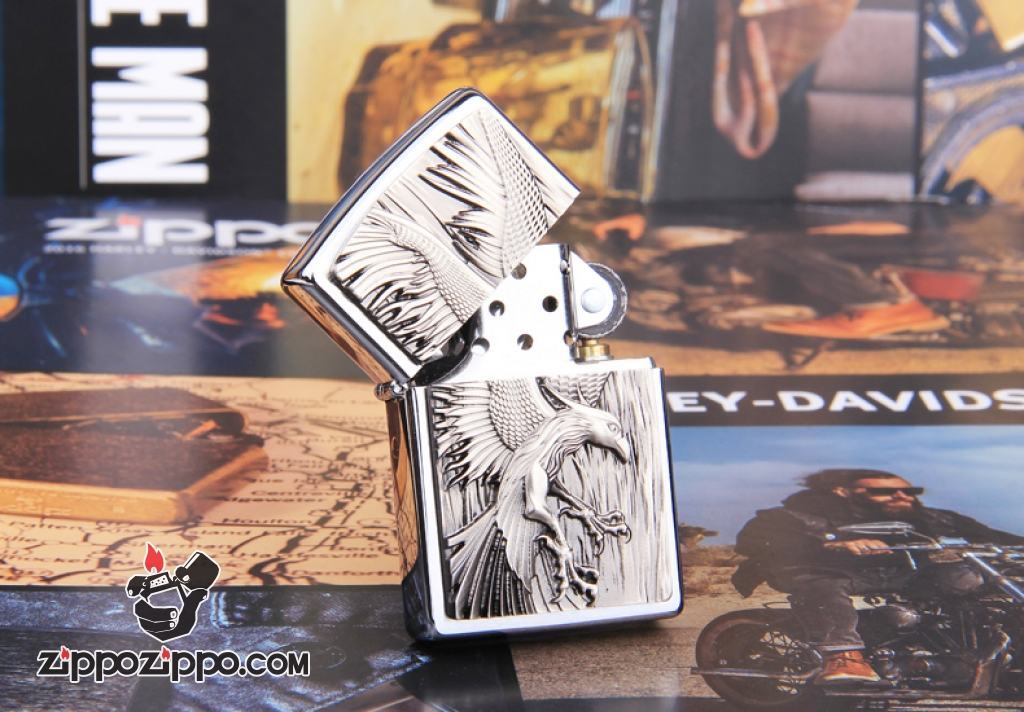 Bật lửa Zippo phiên bản Châu Âu khắc chim ưng săn mồi