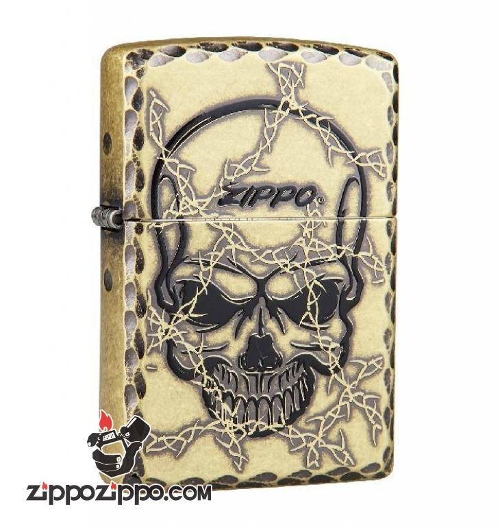 Bật lửa Zippo đồng khắc hình đầu sọ