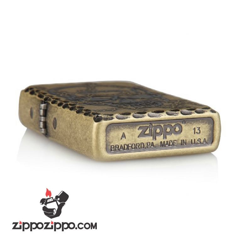 Bật lửa Zippo đồng khắc hình đầu sọ