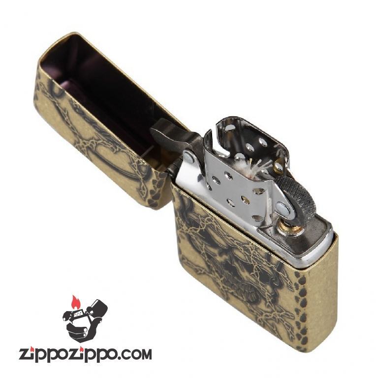 Bật lửa Zippo đồng khắc hình đầu sọ