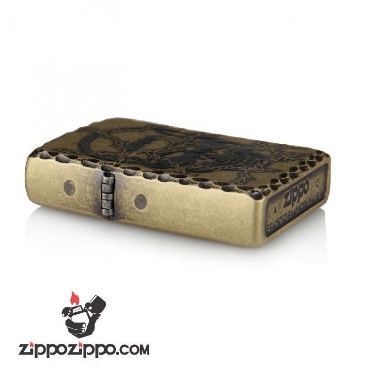 Bật lửa Zippo đồng khắc hình đầu sọ