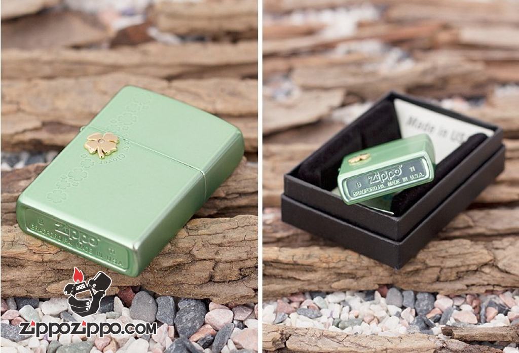 Bật lửa Zippo xanh phiên bản LUCKY CLOVER