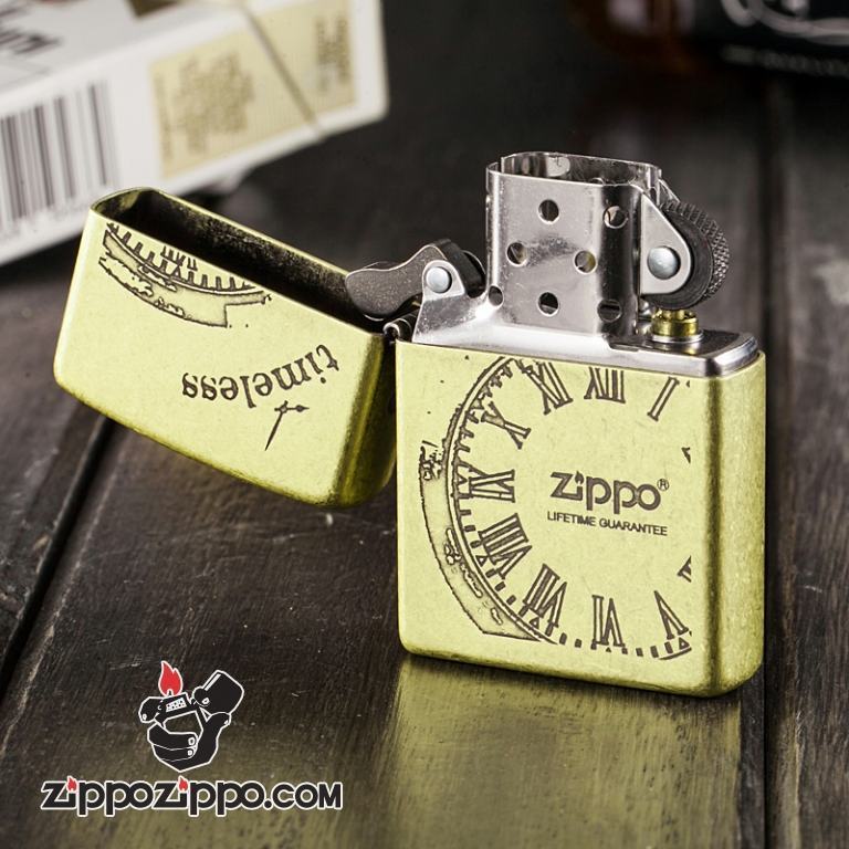 Bật lửa Zippo khắc nhẹ mặt đồng hồ la mã
