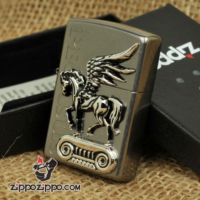 Bật lửa Zippo mặt đen phiên bản Pegasus Genuine