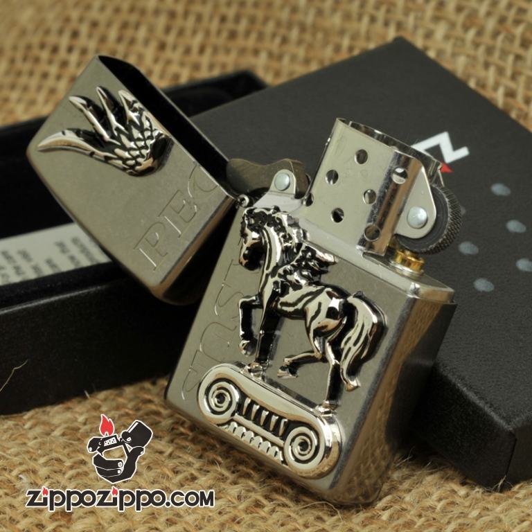 Bật lửa Zippo mặt đen phiên bản Pegasus Genuine