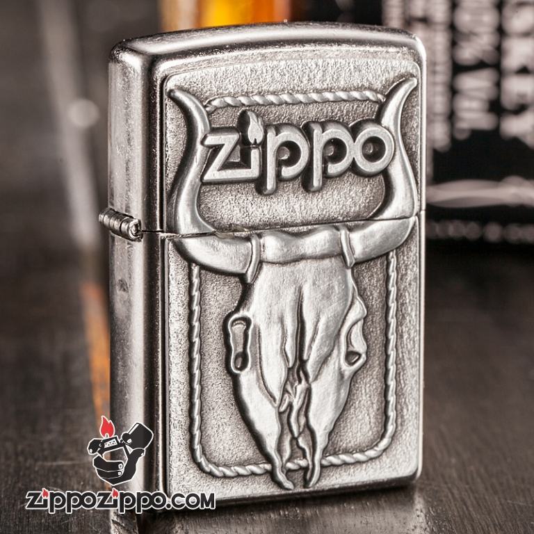 Bật lửa Zippo khắc nổi hình hộp sọ đầu bo