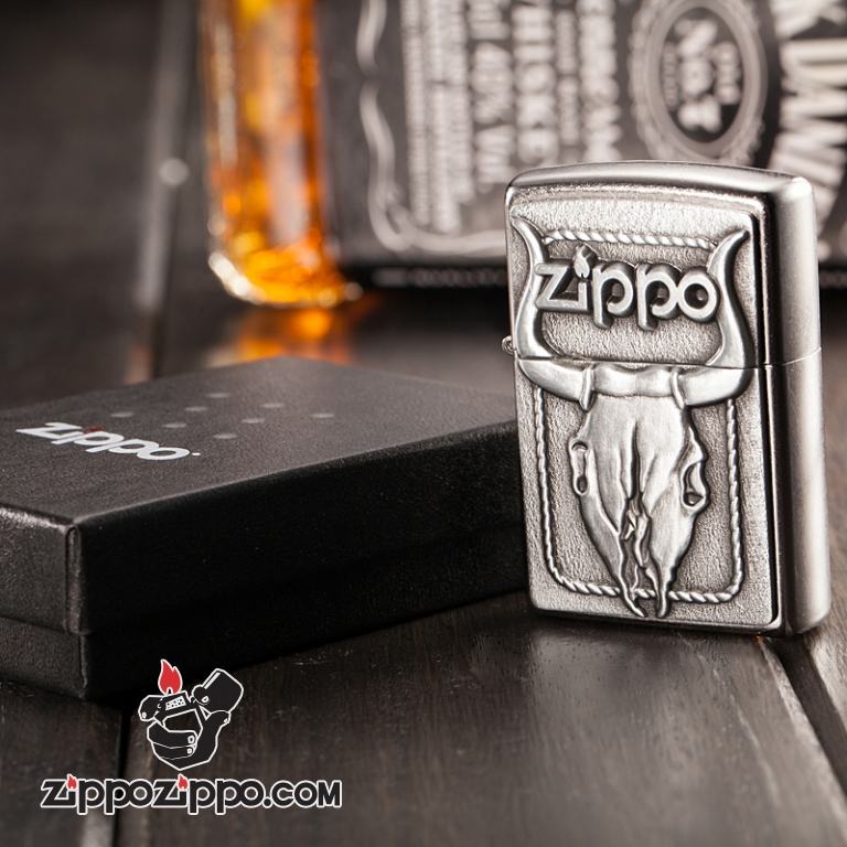 Bật lửa Zippo khắc nổi hình hộp sọ đầu bo