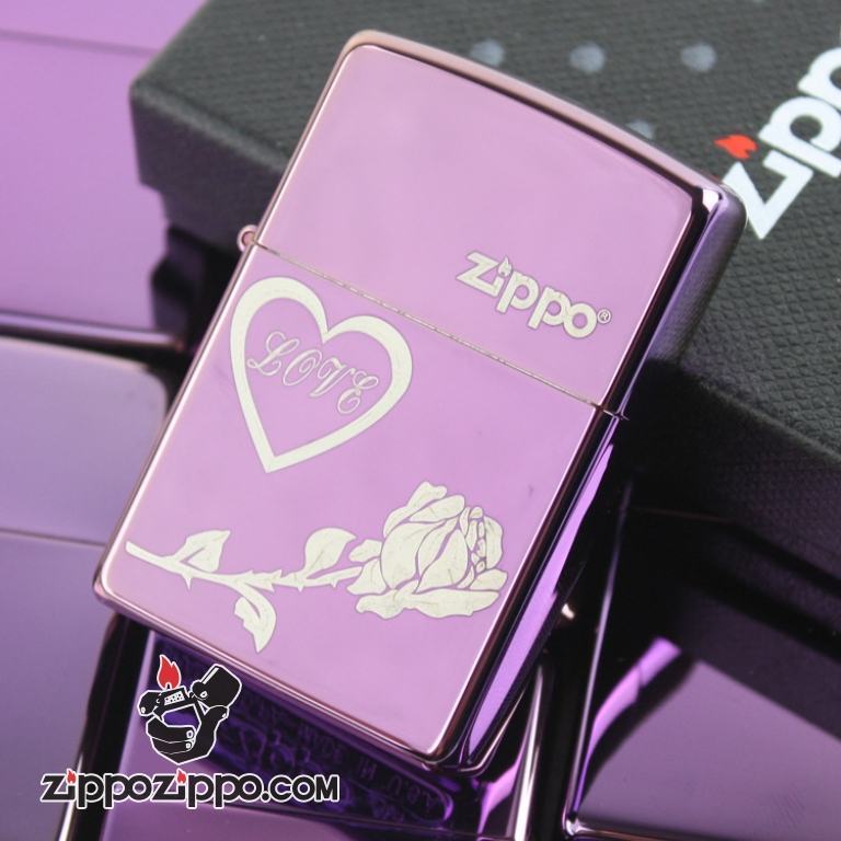 Bật lửa Zippo phiên bản Zibing in hình hoa hồng