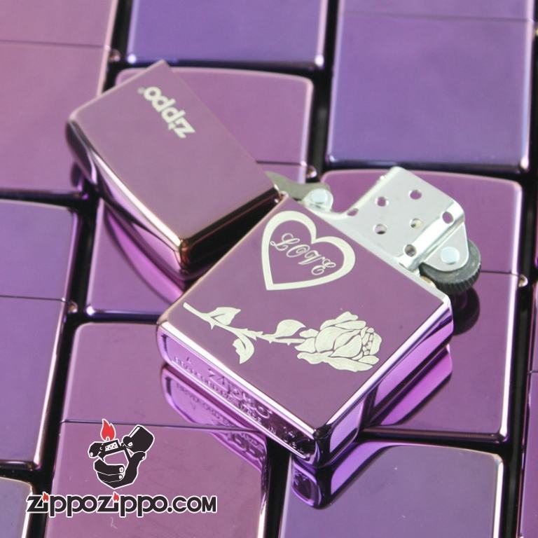 Bật lửa Zippo phiên bản Zibing in hình hoa hồng