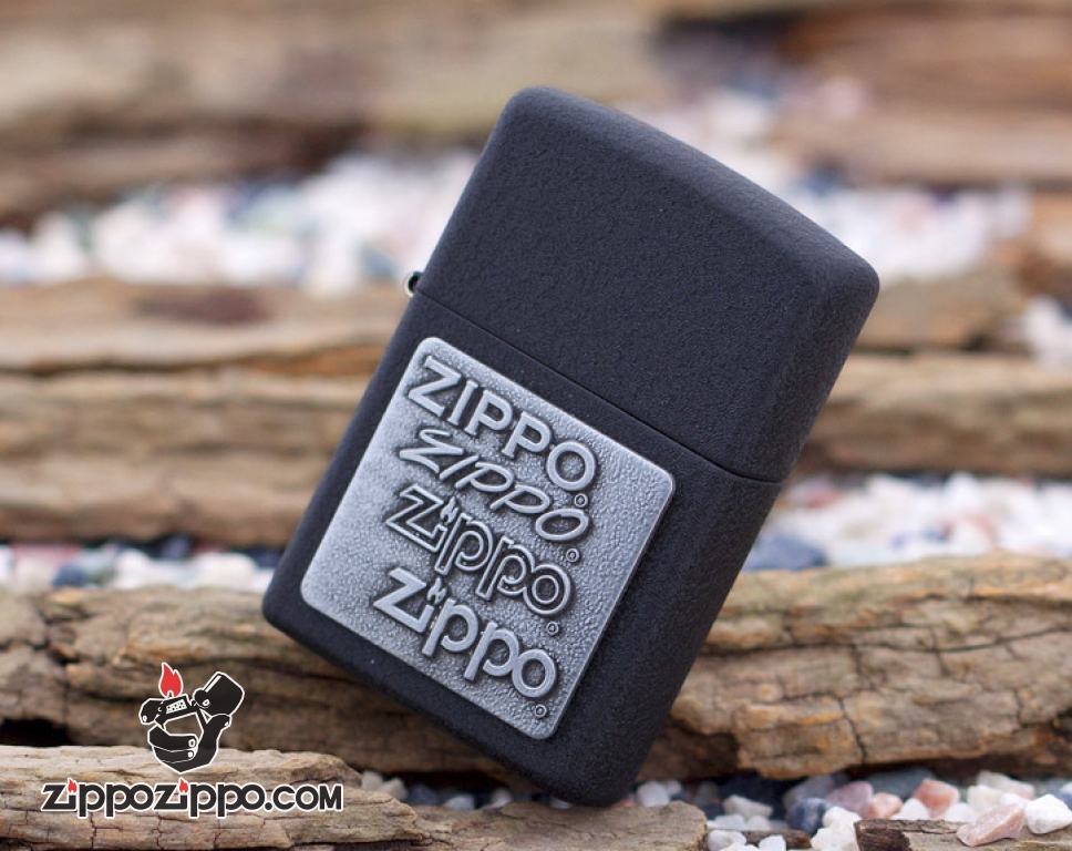 Bật lửa Zippo sơn mài đen khắc huy chương Zippo