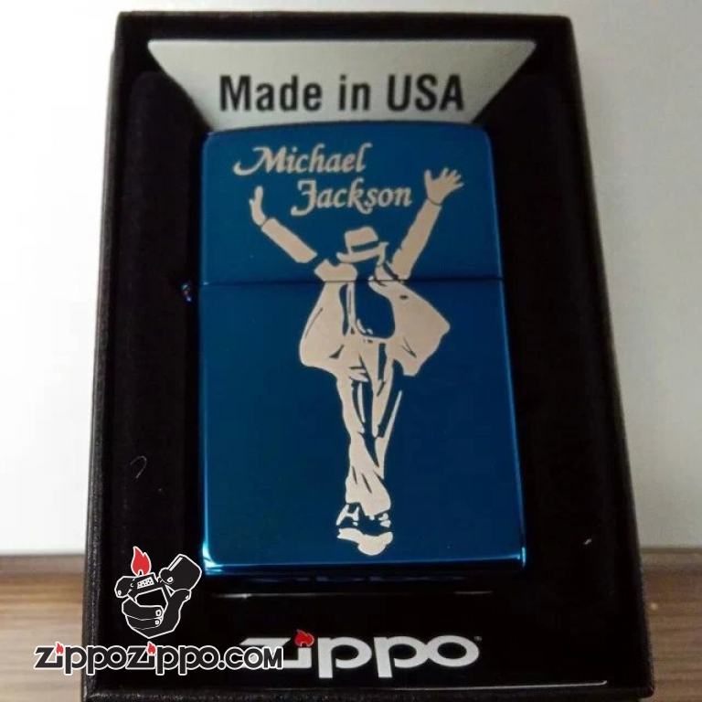 Bật lửa Zippo nền xanh phiên bản MJ