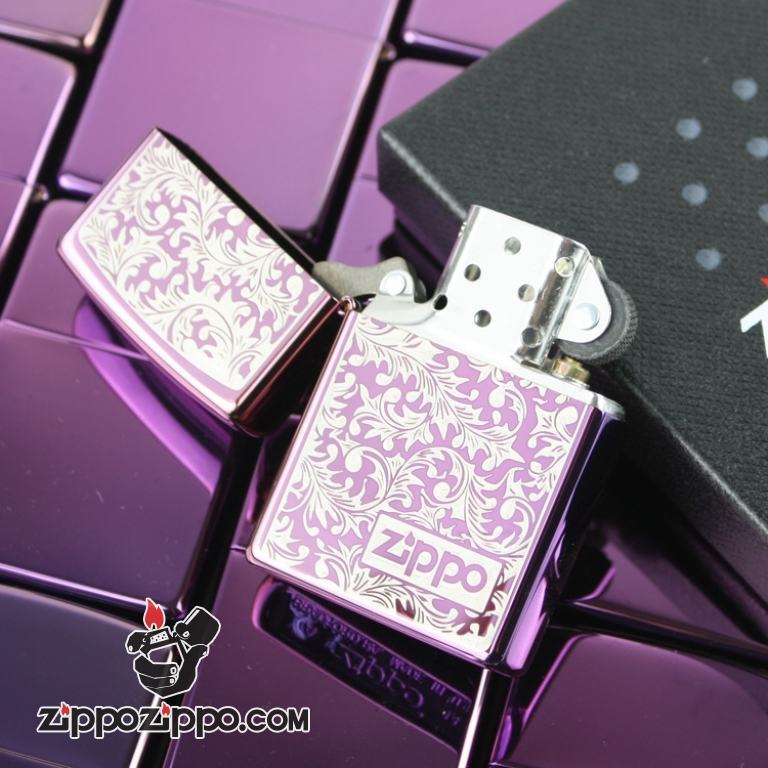 Bật lửa Zippo phiên bản Zibing Arabesque hoa văn trắng