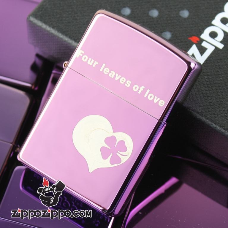 Bật lửa Zippo phiên bản Zibing trái tim Lucky Clover