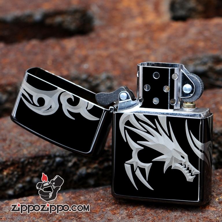 Bật lửa Zippo mặt gương đen phiên bản Dragon Soul