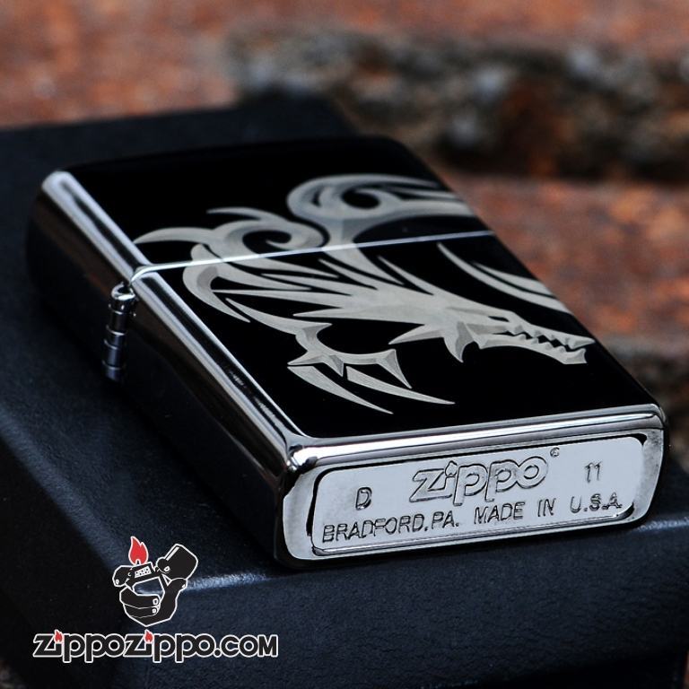 Bật lửa Zippo mặt gương đen phiên bản Dragon Soul