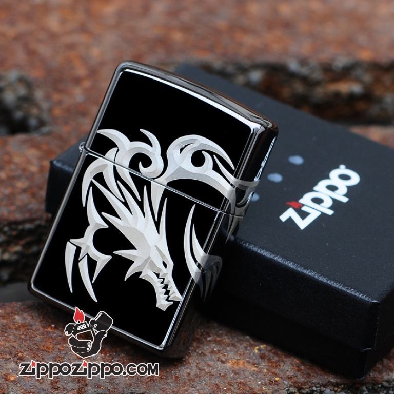 Bật lửa Zippo mặt gương đen phiên bản Dragon Soul