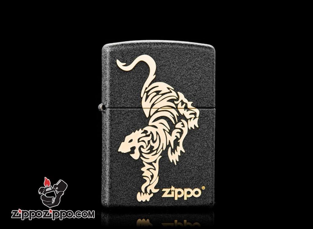 Bật lửa Zippo đen nứt in hình Tiger