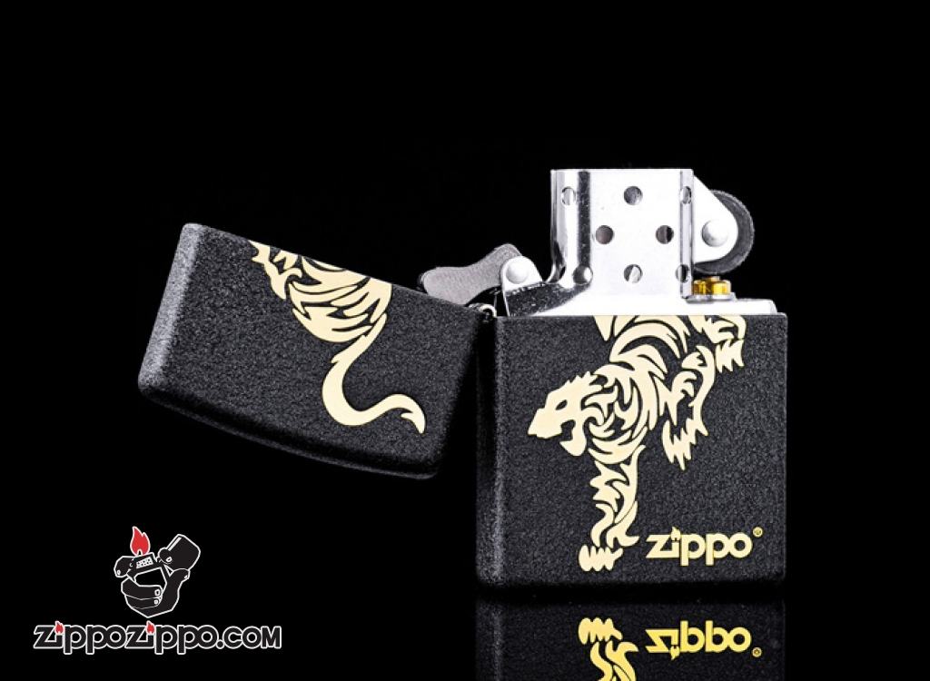 Bật lửa Zippo đen nứt in hình Tiger